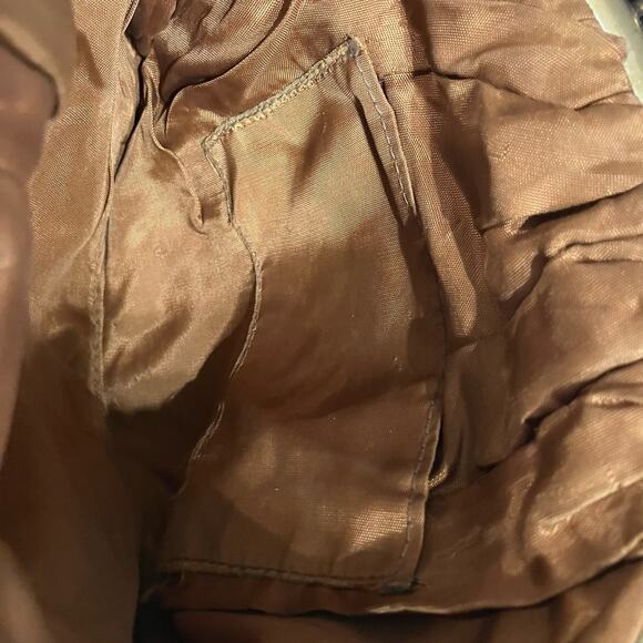 VTG Purse Brown Felt Brass Spiral Clutch Handbag Retro MCM Classy Art to Wear - Picture 5 of 7